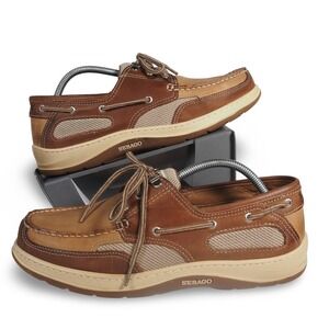 Sebago Clovehitch II Boat Shoes Men's 10WW Tan Brown Waxed Leather Deck Shoes